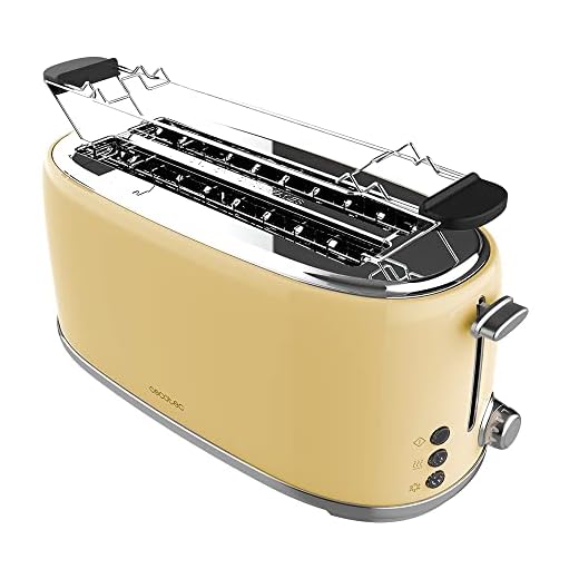 Cecotec Tostadora 4 Rebanadas Toast&Taste 1600 Retro Double Beige. 1630 W, 2 Ranuras Anchas de 3,8 cm y Largas, Acero Inoxidable, Varillas Superiores, Potencia Regulable, Bandeja recogemigas
