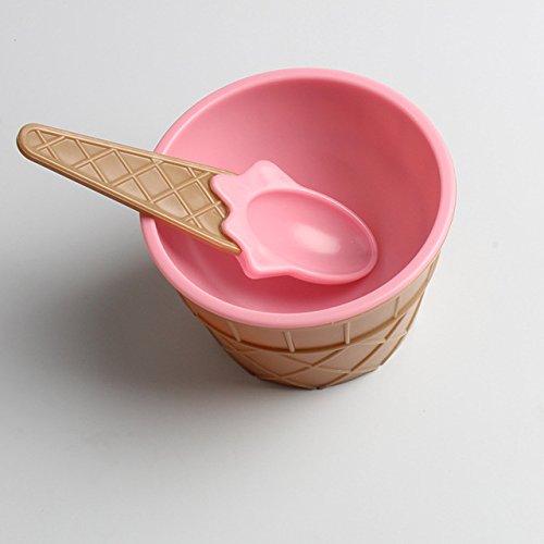 Keythemelife 1 Set Cute Ice Cream Bowl spoon set Candy color Ice Cream