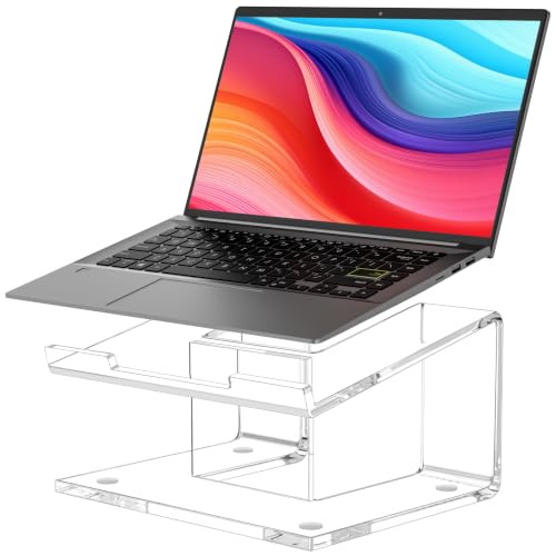 FUCDTEFC Acrylic Laptop Stand for Desk Laptop Riser for 10-15.6 Inch Laptops Ergonomic Computer Stand Holder Compatible with Macbooks and Notebooks- Clear