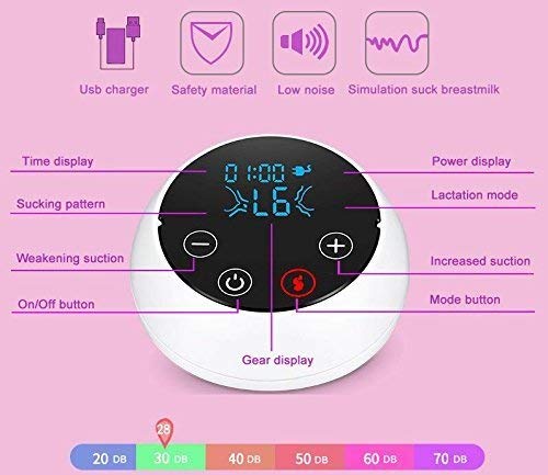 Electric Breast Pump Single Breastmilk Pump Extractor Portable Massage Suction USB Touch Screen Breast Feeding Dispenser Backflow Protector Travel Smart Recharges 9 Levels LCD Display BPA Free TSA - Thumbnail 2