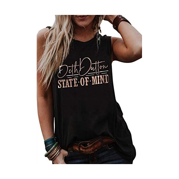 Beth-Dutton-Tank-Tops-for-Women-Vintage-Funny-Summer-Casual-Muscle-T-Shirt-Retro-Country-Music-Party-Tee-Vest Women's Basic Tank Tops for Women Vintage Funny Summer Casual Muscle T-Shirt Retro Country Music Party Tee Vest(L Black, L)