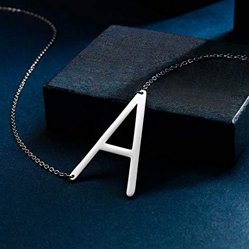Iefwell Sideways Letter C Necklace For Girls - Large Silver Plated Stainless Steel Initial C Necklace For Women Big Alphabet Initial Letter Necklace For Women Girls Jewelry #TOP5