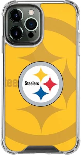 Skinit Clear Phone Case Compatible with iPhone 13 Pro Max - Officially Licensed NFL Pittsburgh Steelers Double Vision Design