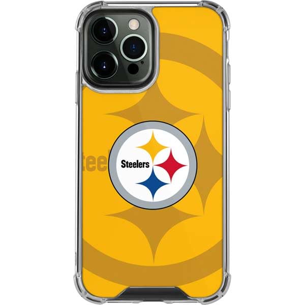 Skinit Clear Phone Case Compatible with iPhone 13 Pro Max - Officially Licensed NFL Pittsburgh Steelers Double Vision Design