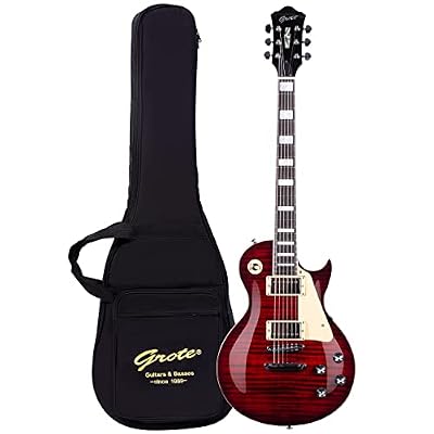 Grote Electric Guitar Solid Body LPYS-006 Maple Neck, Stainless Steel Frets, Ideal for All Levels, with Gigbag(Red)