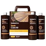 Furniture Clinic Teak Care Kit - Restorer & Cleaning of Outdoor Wooden Garden Furniture - Wood Cleaner & Restoration Treatment - Contains Teak Oil, Teak Cleaner, & Teak Brightener