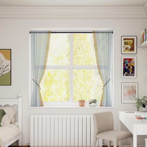 Image of MEXAU Black Tension Curtain Rods18 to 36 In,Small Curtain Rods No Drilling