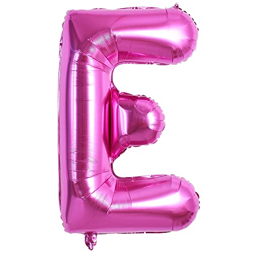 TONIFUL 40 Inch Large Rose Red Letter E Balloons - Giant Hot Pink Alphabet Letter Balloons for Birthday Party Anniversary Supplies Decorations