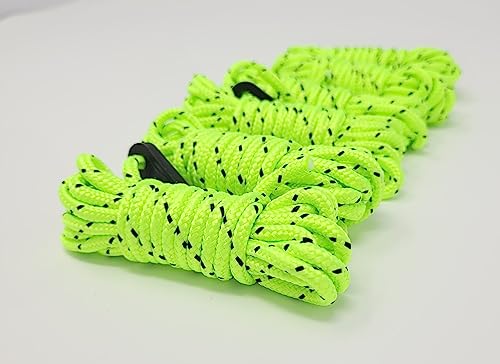 ESW LEISURE Guyline Ropes 6 Pack For Tents Awning Camping Strong Lightweight Paracord Guy Rope With Tensioner Guy Lines Fishing Umbrella Caravan Gazebo (Flourescent Green & Black - Image 2