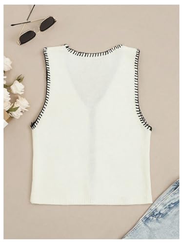 Verdusa Women's Cut Out Sweater Vest V Neck Sleeveless Knitted Vest Tops2