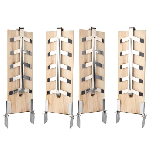 Monucep Flammlachsbrett 4er Set,Räucherbrett Flammlachsbretter mit Halterung aus Edelstahl,Lachsbretter Zum Grillen Feuerschale,Smoker, Outdoor Grill, Gastronomie
