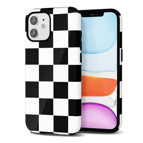 Coque iPhone 11 noir damier solution style et anti rayures