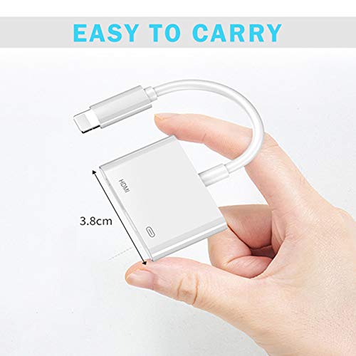 Lighting to HDMI Adapter for iPhone, Compatible with iPhone 11, 11 Pro, XS, XR, X, 8, 7, 6, Plus iPad iPod to TV Monitor Projector, 1080P Digital AV Adapter HDTV Cable for iPhone
