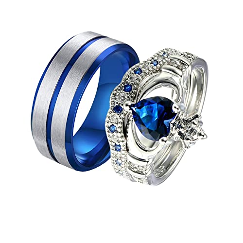 Bagues couple KnSam bleues en acier pour sceller votre promesse de mariage