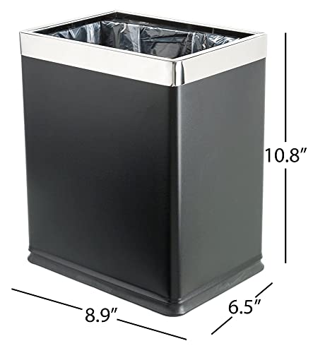 Brelso 'Invisi-Overlap' Open Top Metal Trash Can, Small Office Wastebasket, Modern Home Décor, Rectangle Shape (Black) #TOP1