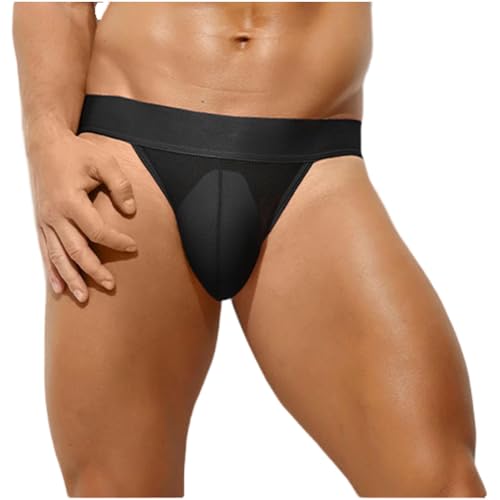 Men's Underpants Solid Color Breathable G-string T Pants Half See Through Sexy Bulge Underwear Boxers Briefs