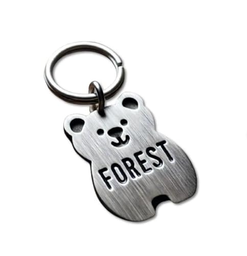 Dog Clothes Pet Tag Bear - Custom Animal Theme Dog Cat Name Tag - Strong and Light