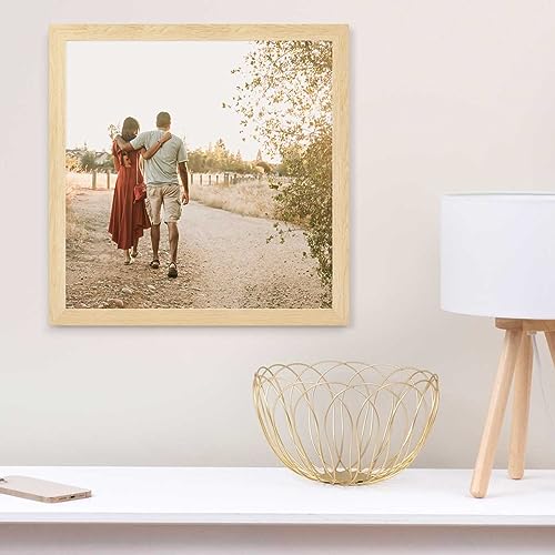 PHOTOLINI Bilderrahmen 40x40 cm MDF-Holz Natur, breite Rahmen, modern, bruchsicheres Acrylglas, zum Aufhängen… – Ansicht 1