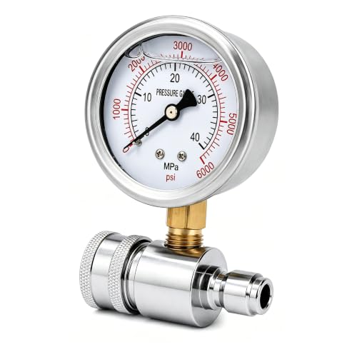 6000 PSI Pressure Washer Gauge with 3/8 Inch Quick Connect Heavy-Duty Pressure Gauge for Power Washer