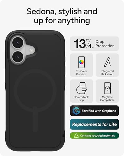 Image of ZAGG Sedona Snap Case for iPhone 17 - Flood Black, Drop Protection (13ft /4m), Graphene-Reinforced Multi-Layer Protection, MagSafe Phone Case with Impact-Absorbing Bumpers, Slim & Lightweight