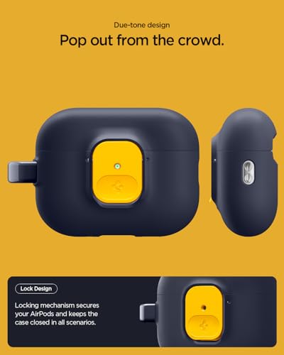 Image of Spigen for AirPods Pro 3 Case, Carabiner Included, Sleek Design, Light & Compact Cover, (Nano Pop) - Blueberry Navy