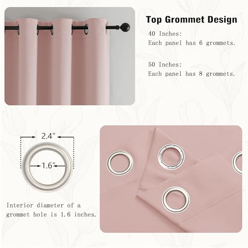 Image of Simplebrand Blush Extra Long 10ft Curtains for Patio 120 Inches Long 2 Panels Set, Room Darkening Light Blocking Solid Thermal Insulated Energy Saving Grommet Noise Reducing Curtains, 50 Wx120 L