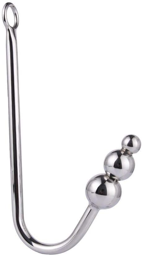 Metal Anal Hook Butt Plug with Large Size Smooth Ball Anal Plug Butt Plug Prostate Massage Fetish Bondage Hook Sex Toys Steel Anal Rope Hook Bondage with Anal Ball Sex Games(Three Goals)