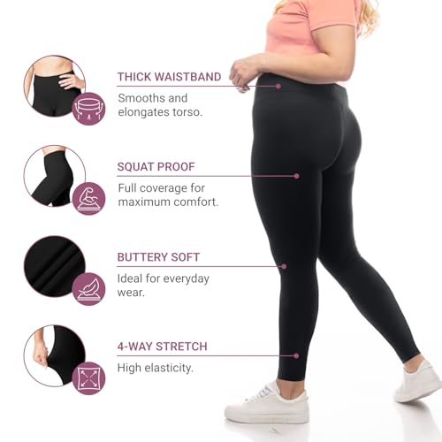 image for SATINA High Waisted Leggings for Women - Black Full Length Women's Leg