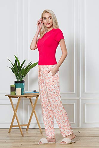Image of Van Heusen Women's Printed Lounge Pants | Drawstrings & Side Pockets | Ultra Soft Fabric | Relaxed Fit | At home pyjamas | Everyday Comfort | Printed | Style 55306 | Available in Pack of 1 & 2