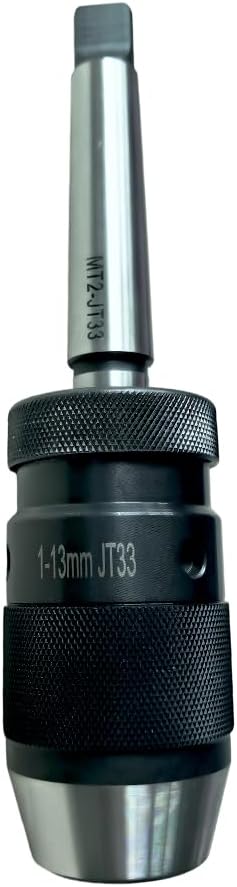 Keyless Drill Chuck MT2 Morse Taper Mount, 1/32"-1/2" (1mm-13mm) for Portable Drills, Bench Drills, Milling Machines, Lathes, Etc.
