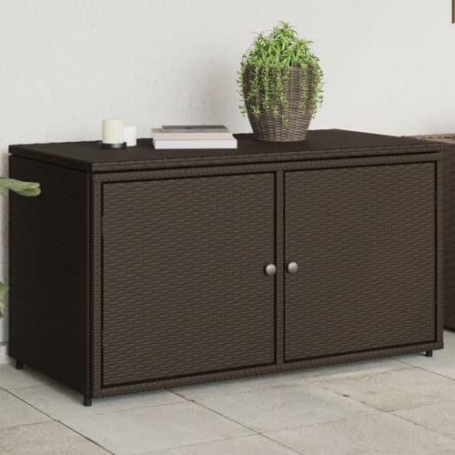 Xichuzi Armario de almacenaje de jardín ratán PE marrón 110x55x60,5 cm, Armario Exterior Escobero, Mueble Exterior Almacenaje, Armario Exterior Jardin, Muebles Jardin Exterior - 365568