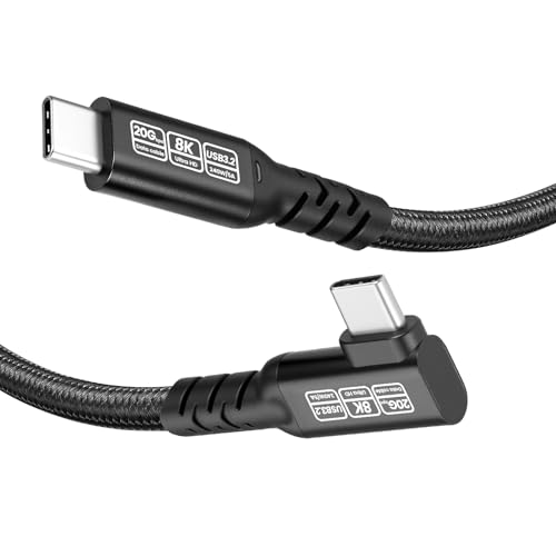 Gbformat (0.5M)20Gbps USB C Kabel Datenkabel USB 3.2 Gen2×2 90Grad Thunderbolt 4 Kabel, USBC auf USBCKabel, PD3.1 240W 48V/5A Ladekabel, 8K@60Hz Videokabel für MacBook Pro, Pad Pro, Monitor, SSD, Dock
