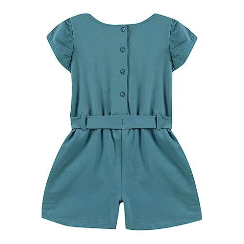 Image of Hopscotch Girls Rayon Solid Playsuit in Blue Color