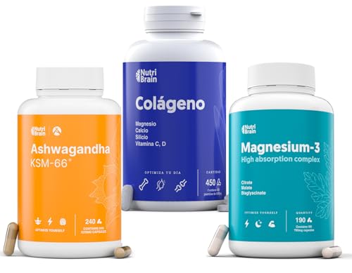 Pack Recuperación Total | Magnesio Triple Fórmula + Colágeno Hidrolizado + Ashwagandha KSM-66® | Apoyo Integral para Energía, Relajación y Cuidado Articular | 3 Suplementos Premium