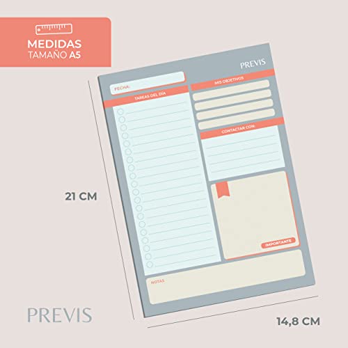 Previs Agenda giornaliera A5 50 fogli - Organizzatore giorno per pagina - Daily Planner Desktop - To Do List - Daily Planner - Productivity planner - immagine 5