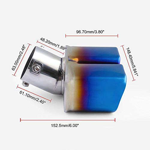 Image of Oshotto Stainless Steel SS-010-BLUE Car Exhaust Tailpipe Dual Pipe Cover Compatible with Maruti Suzuki Brezza - Multicolor