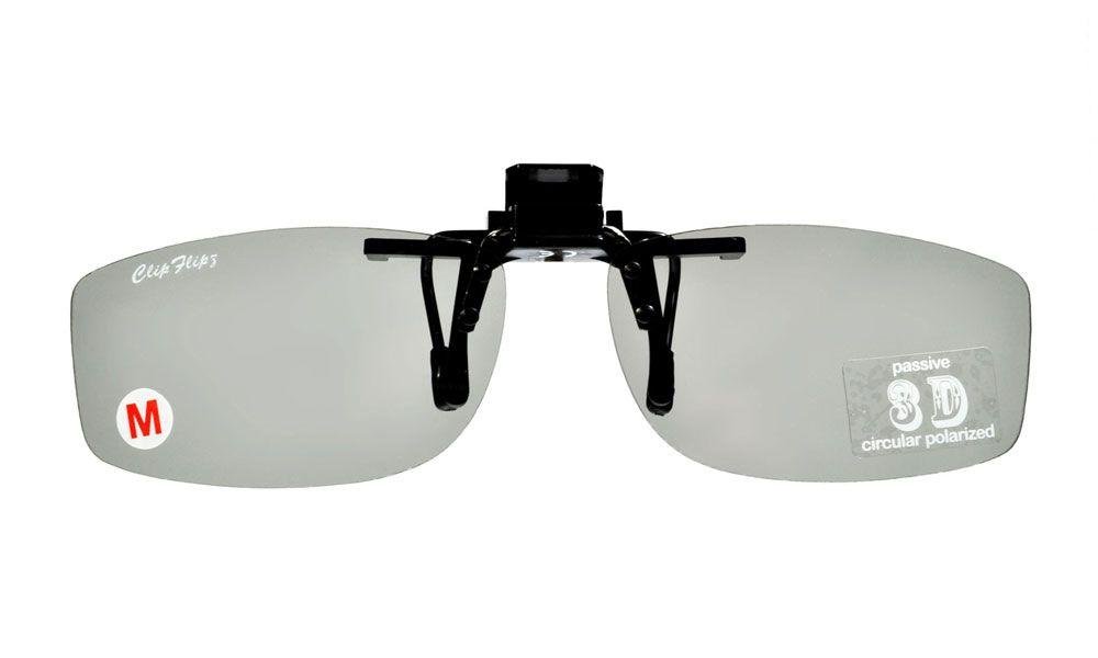 ClipFlipzClip On 3D Glasses Passive Circular Polarised Medium/Grey