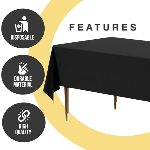 Image of Exquisite Black Rectangle Tablecloth 54 inchx108 inch - 48 Pack