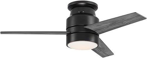 Miniatura 2 de HEARTH BRANDS Ventilador de techo empotrado LED grande de 42 pulgadas con control remoto y cuchillas reversibles, vidrio blanco esmerilado, negro