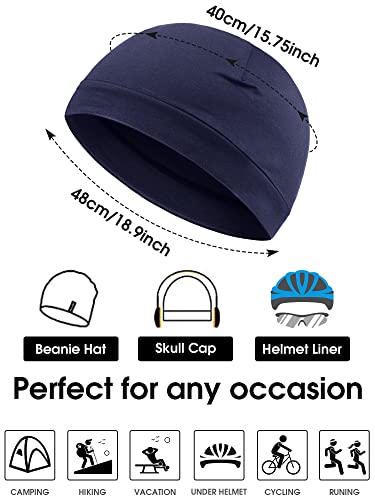 4 Pieces Skull Caps Soft Cotton Beanie Sleep Hats Stretchy Helmet Liner Multifunctional Headwear For Men Women (Gray, Wine Red, Navy Blue, Black,Solid Style) #TOP2