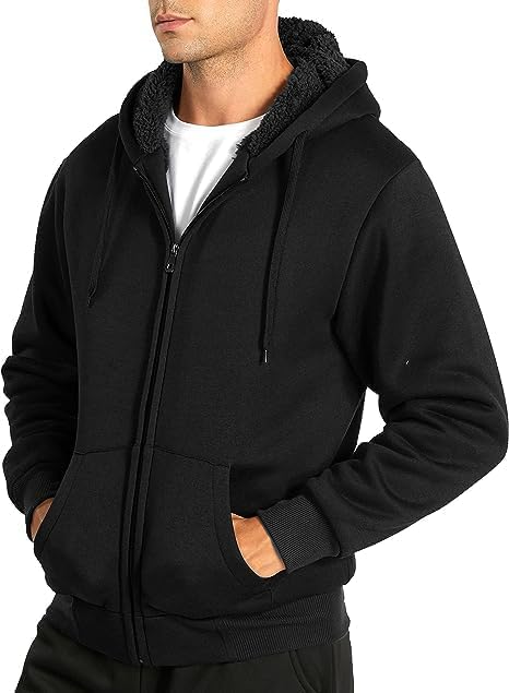 Little Beauty Men Hoodies Full Zip Up Jacket Fleece Sherpa Lined Heavyweight Sweashirts Winter - Image 7