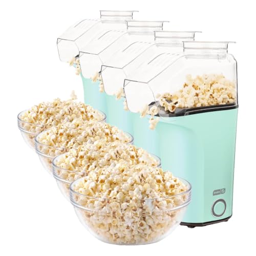 Image of Dash Fresh Pop Popcorn Maker - Oil-Free,Air Popcorn Popper - With Measuring Cup & Recipe Guide - Perfect for Movie Nights - 16 Cups,Aqua,(Pack of 4)