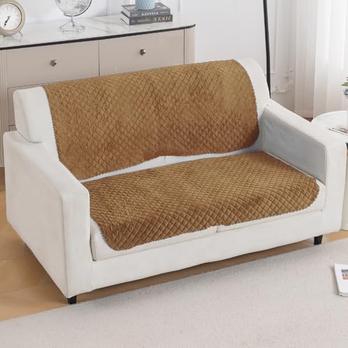 Image of HOKIPO Quilted Sofa Cover for 2 Seater for Seat & Back, 'Quilt Classic' Golden (IN-926-GLD*2)