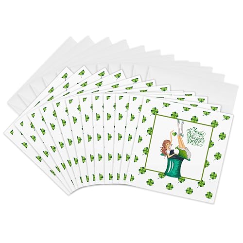 Cartes de vœux Saint-Patrick 3dRose Gc_275280_2 lot de 12 trèfles 15x15 cm