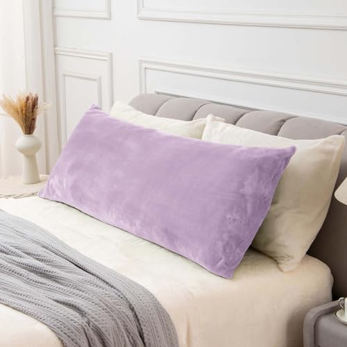 Image of BEDELITE Body Pillow Cover with Zipper, Lavender, 20x54 Inch, 1 Pack | Body Pillow Pillowcase, Super Soft and Cozy Fuzzy Fleece, Luxury Plush Long Pillowcase, Versatile Comfort for All Seasons