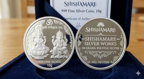 Image of MMTC Shishamare Fine Silver Laxmi Ganesh Coin, 5 Grams, with Certificate of Authenticity