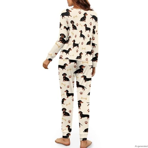 Image of Women's 2 Piece Printed Pajama Set Long Sleeve Sleepwear Set with Long Pants Casual Lounge Sets with Pocket