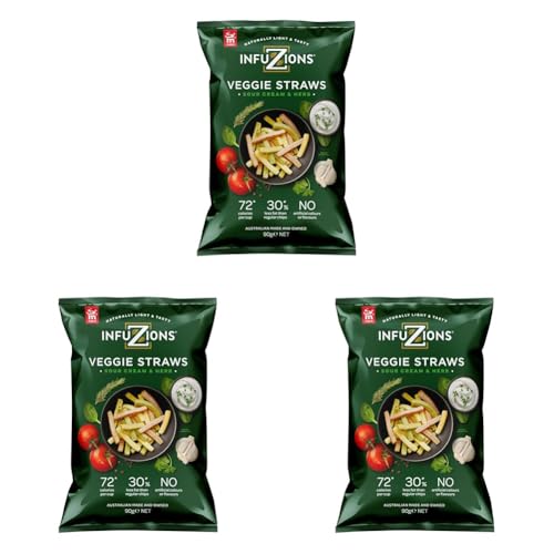 Infuzions Veggie Straws Sour Cream & Herb Flavour 90g (Pack of 3)