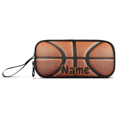 Image of Custom Basketball Ball Skin Pencil Case Box Boys Girls Personalized Name Large Pencil Pouch Stationery Pen Bag Organizer for Kids Adults School Office