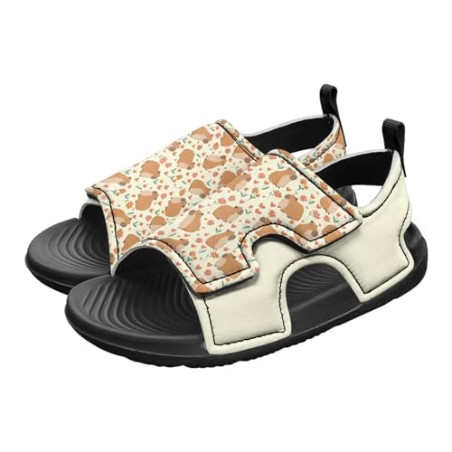 Pointodoor Little Girls Capybara Sandals Size 12 Kids Toddler Summer Floral Open Toe Hiking Sandals Non Slip Athletic Water Outdoor Shoes